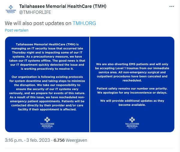 Tweet by Tallahassee Memorial Healthcare