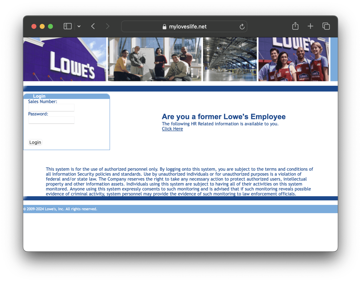 Fake Lowe's Life website