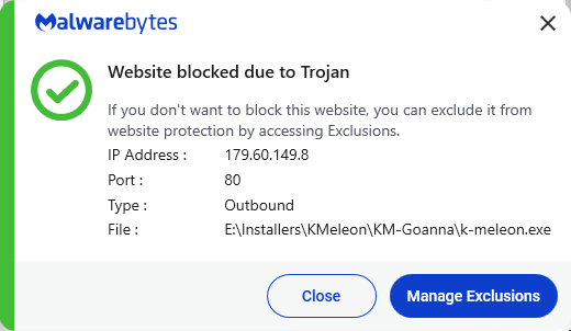 Malwarebytes blocks 179.60.149.8
