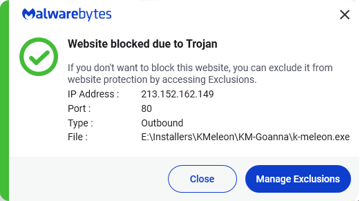 Malwarebytes blocks 213.152.162.149