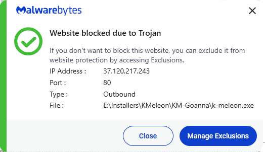 Malwarebytes blocks 37.120.217.243