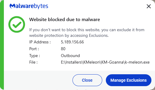 Malwarebytes blocks 5.189.156.66