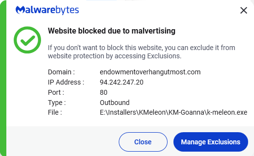 Malwarebytes blocks endowmentoverhangutmost.com