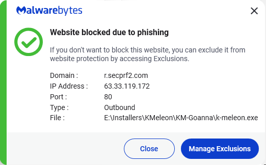 Malwarebytes blocks r.secprf2.com