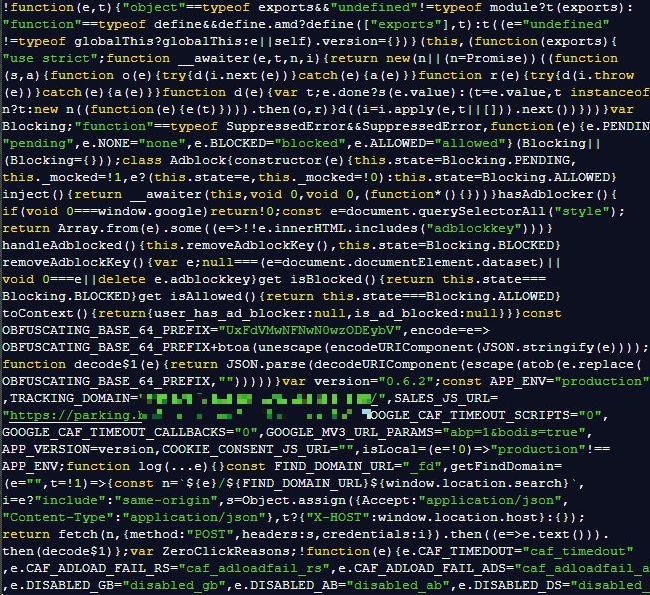 JavaScript code with whitespace and unnecessary characters removed