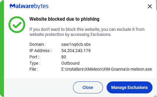 Malwarebytes blocks saw1nq6cb.sbs