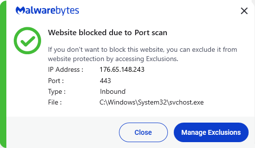 Malwarebytes blocks 176.65.148.243