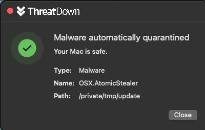 ThreatDown detection prompt for Mac