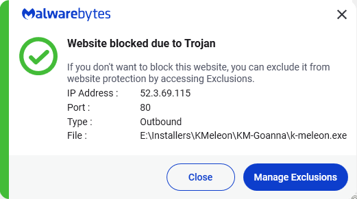 Malwarebytes blocks 52.3.69.115