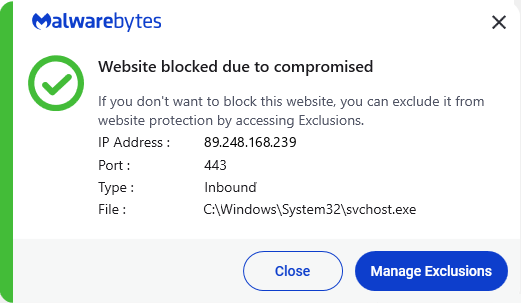Malwarebytes blocks 89.248.168.239