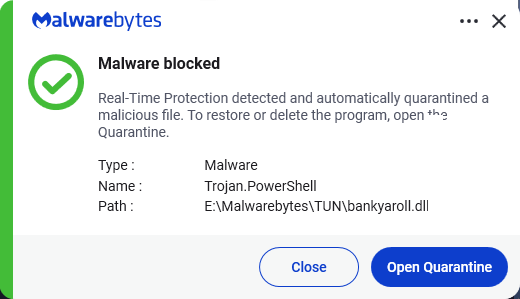 Malwarebytes blocks Trojan.PowerShell