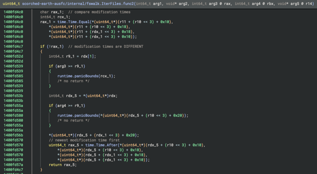 File iteration logic showing most recently modified files prioritized.