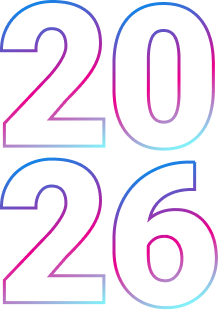 "2026 outlined in gradient colors"